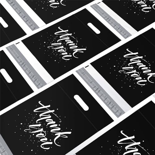 Metronic Thank You Poly Mailers 12x15.5 100 Pcs, Easy to Carry Shipping Bags with Handle, Self Seal Mailers Poly Bags for Small Business Packing and Shipping, Cute Package Bags Mailing Bags, Black - color: Black, size: 12X15.5" 100PC