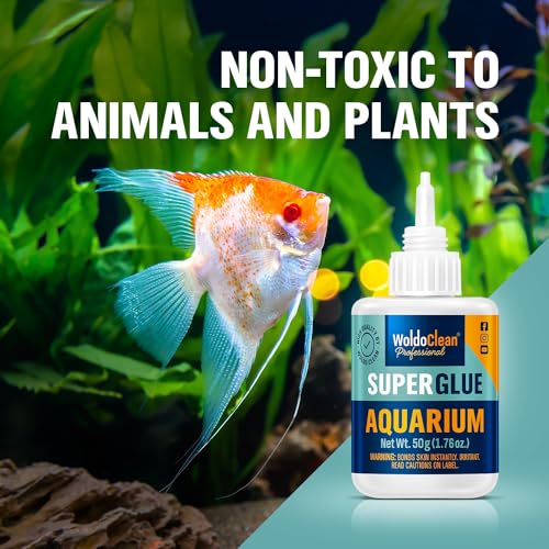 WoldoClean Aquarium Super Glue 50g - Plant Glue for Aquascaping, Live Plants, Moss, Rocks & Driftwood - Fish Tank Safe, Clear Drying & Waterproof, Freshwater & Saltwater Reef