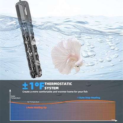 Aquarium Heater for Fish Tank: 100W/200W/300W/500W Submersible Fish Tank Heater with Over-Temperature and Off-Water Protection for 40-75 Gallon Saltwater and Freshwater - size: 300W(40-75gallon)