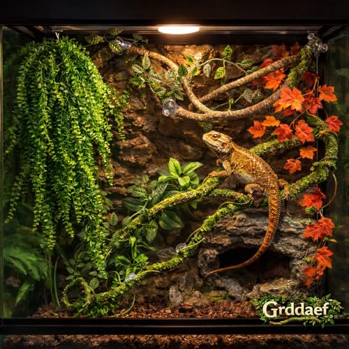 Reptile Vines Plants for Terrarium, Flexible Vines Jungle Climbing Branch with Leaves Tank Decor for Snakes Bearded Dragons Geckos Hermit Crabs Lizards Chameleons