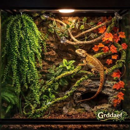 Reptile Vines Plants for Terrarium, Flexible Vines Jungle Climbing Branch with Leaves Tank Decor for Snakes Bearded Dragons Geckos Hermit Crabs Lizards Chameleons