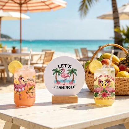 Peacoblue 18 Sheets Rub on Transfers for Crafts, Flamingos with Humor Quotes 3.6"x3.9" UV DTF Cup Wraps Waterproof Cold Transfers Stickers for Wood Glass Metal Cup Tumblers Mirrors Mugs Home Decor - style: Flamingos with Humor Quotes