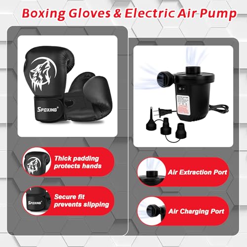 70" Freestanding Punching Bag with Boxing Gloves & Electric Air Pump, Heavy Duty Standing Boxing Bag for Adults and Teens, MMA, Muay Thai, Kickboxing, Home Gym Training