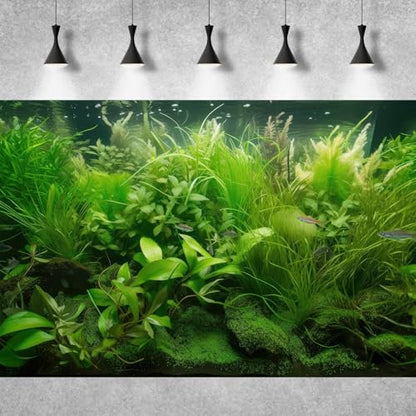 Underwater Aquarium Background Diverse Collection of Aquatic Plants Fish Tank Background Lush Green Seagrass Aquarium Terrarium Background Jungle Style Reptile Habitat Background Vinyl 24x12in - color: Grass Green, size: 24(W)x12(H)in