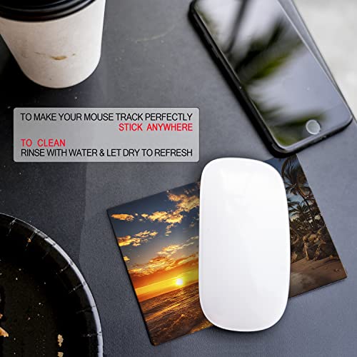 Adhesive Mouse Pad - Peel and Sticks to Any Surface - Travel Mouse Pad, Sticky for Any Surface - Excellent Tracking - Beach Sunset - color: BEACH - SUNSET