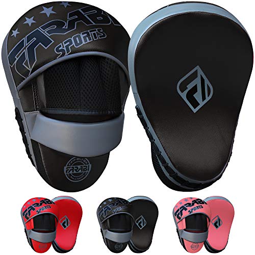 Farabi Curved Focus Mitts - Boxing Mitts for MMA, Sparring Training, Target Punching Mitts and Pads - color: Black-Gray