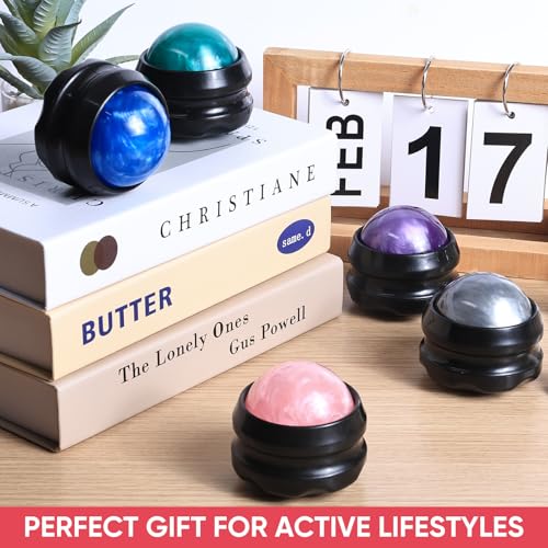 5-Pack Massage Roller Balls Set – Ergonomic Muscle Relief Massage Tools for Full Body Deep Massage (Blue/Green/Pink/Purple/Gray), 5 Individual Gift Boxes