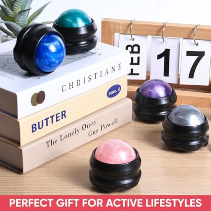 5-Pack Massage Roller Balls Set – Ergonomic Muscle Relief Massage Tools for Full Body Deep Massage (Blue/Green/Pink/Purple/Gray), 5 Individual Gift Boxes