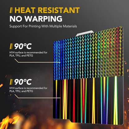3D Printer Build Plate for Bambu Lab X1 X1C X1E P1P P1S A1, 3D Printer Accessories H1H Dual Texture 257x257mm, Flexible Spring Steel Hot Bed Platform Sheet
