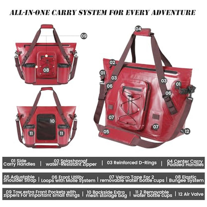 MORXPLOR Insulated Fish Cooler Kill Bag with Flat Bottom-26x18 31x14 40x16 50x18 60x20 70x25 Inches Waterproof Fishing Tackle Kill Cooler Bag - color: Wine-26x18x9