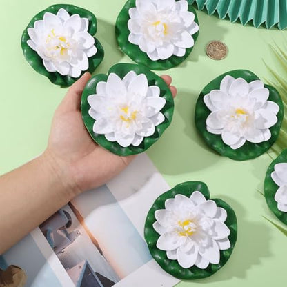 15 Pcs Floating Foam Lotus Flowers with Lily Pads Realistic Lily Pads Pond Plants Ornaments for Pool Aquarium Garden Decoration