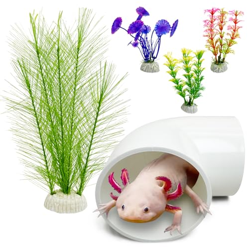 Axolotl Hideout Tube Set Resting Tunnel for Aquarium Axolotl Cave Hideout Fish Tank Accessories Habitat Shelter for Turtle Betta Fish Lizard and Other Small Reptiles and Amphibians