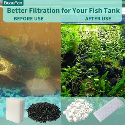 2 Aquarium Filter Media Kits Compatible with Fluval C2 (30 Gal) Aquarium Power Filter, Includes 4 Pack Foam Pads, 4 Pack Tarpaulins, 4 Pack Activated Carbons and 1 Pack Ceramic Ring - size: C2 Series