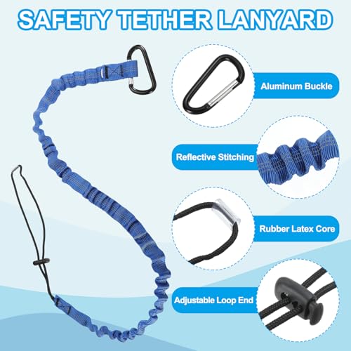 MECCANIXITY Retractable Tool Lanyard 3.6ft with Single Aluminum Buckle and Adjustable Loop End, Maximum Weight Limit 10KG / 22lb, Safety Fall Protection Tools Leash, Blue 3 Pack - color: Blue, size: 3.6ft