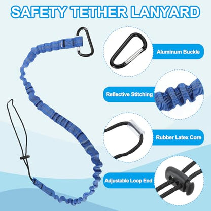 MECCANIXITY Retractable Tool Lanyard 3.6ft with Single Aluminum Buckle and Adjustable Loop End, Maximum Weight Limit 10KG / 22lb, Safety Fall Protection Tools Leash, Blue 3 Pack - color: Blue, size: 3.6ft