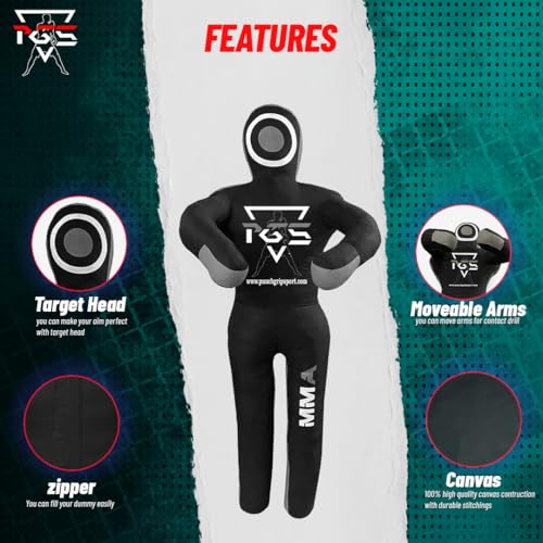 MMA Grappling Dummy Brazilian JIU Jitsu BJJ Punching Bag for Self Defense Wrestling Judo Karate Boxing Throwing Submission Standing Position - UNFILLED - color: Black Grey, size: 5FT / 59"
