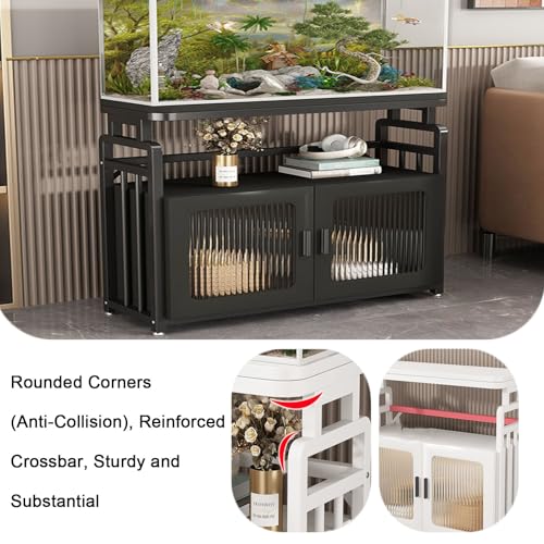 Fish Tank Stand, Freestanding Reptile Terrarium Stand, Metal Iron Shelf Fish Shelf with Non-Slid Mat for Living Room(Black,46X26X75CM) - color: Black, size: 46X26X75CM