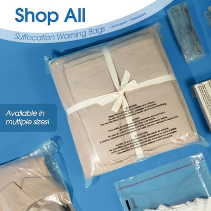 Spartan Industrial - 12" X 15" (500 Count) Self Seal Clear Poly Bags with Suffocation Warning for Packaging, Clothes - Permanent Adhesive - size: 12" x 15"