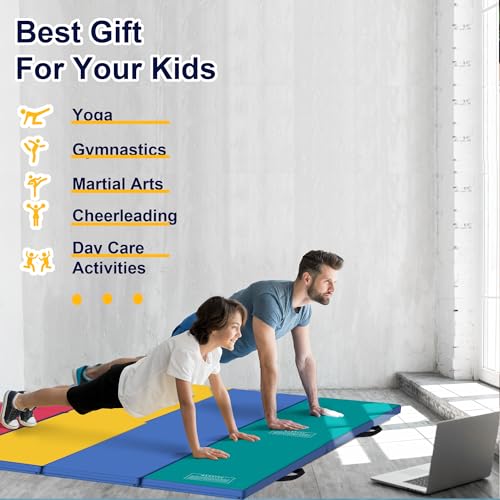 Polar Aurora 3'x6'x2 Thick Folding Gymnastics Exercise Mat Aerobics Stretching Yoga Mats - color: 4 Color