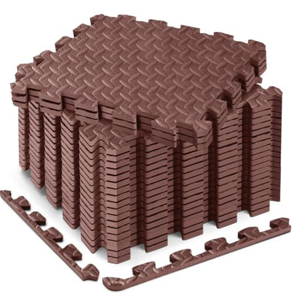 18 Pcs EVA Foam Floor Tiles, Puzzle Exercise Mat Set for Gym - color: Brown