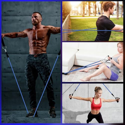 VEICK One Single Resistance Bands for Home Workout Fitness Pilates - color: Blue(20LBS)