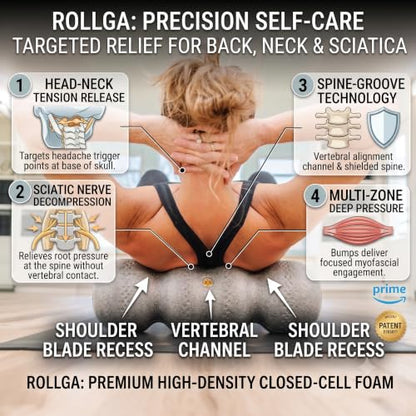 Rollga PRO - High Density Foam Roller for Exercise & Back Pain, 18 inches | Patented Grooves Protect Spine & Bone, Bumps Reach Deeper, Design Mimics Hands-On Massage, Increase Flexibility 22% - color: Orange