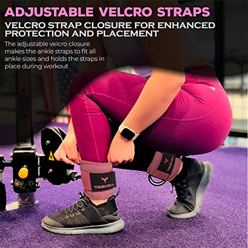 Adjustable Gym Ankle Straps for Cable Machines Women & Men, Glute Kickbacks - color: Solid Pink, size: Pair
