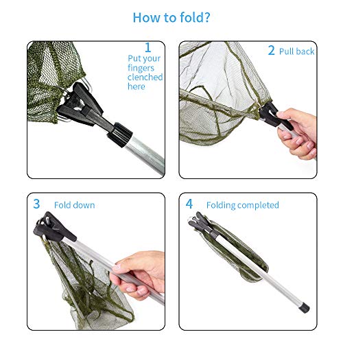Kids Fishing Net for Lakes - Minnow Nets for Kids - Aluminum Collapsible Telescopic Fishing Pole Handle and Nylon Mesh Small Fishing net - Butterfly Nets for Kids Outdoor Playing