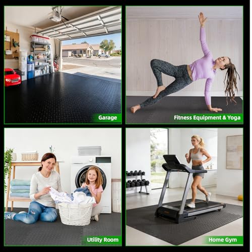 Art3d 12-Pack 24"x24" EVA Interlocking Exercise Mats,48 Sq.Ft,Black - color: Black, size: 48 Sq Ft