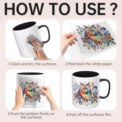 12 PCS UV DTF Cup Wrap Stickers, Folk Art Animal Rub on Transfers for Crafts, Permanent DIY Transfer Decals for 16oz Libbey Glass Cans, Mugs, Candles, Easy to Apply Art Stickers - style: Folk Art Animal