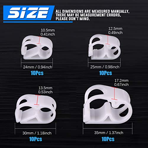 Glarks 40-Pieces 4 Szie Shut Off Plastic Tubing Hose Clamps Single Position and Adjustable Open to Complete Closure Clamps for Tubing 1/8'' - 1/2''
