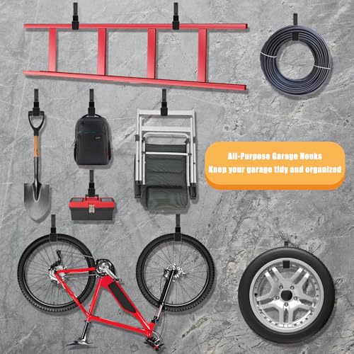 Heavy Duty Garage Hooks, Ladder Hangers for Garage Wall, Black, 8 S - size: Black 8 Small