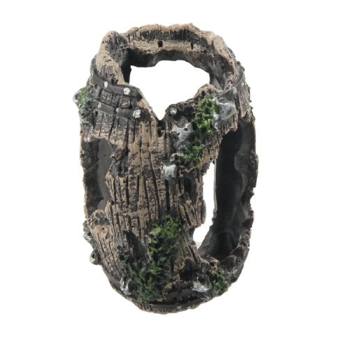 Ruilogod Aquarium Landscaping Resin Broken Barrel Design Ornament Decor