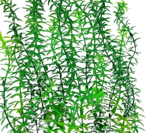 Jumbo Extra Large Tall Plastic Thin Leaf Seaweed Aquarium Plant 50-52cm (19-20 Inch) Tall, Green Bushy Plant with Weighted Base, Fish Tank or Pond Decoration Ornament