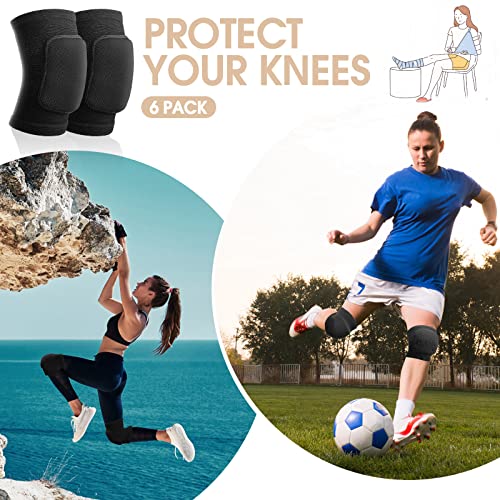 Yunsailing 6 Pairs Volleyball Knee Pads for Women, Men, Kids, L Size, Black - color: Black, size: L Size