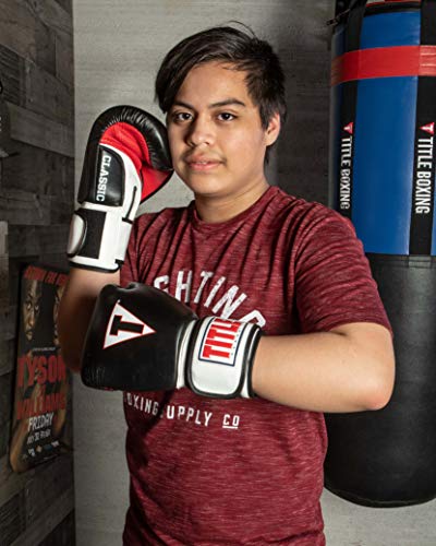 TITLE Boxing Classic Leather Super Bag Gloves 2.0 - Boxing Gloves, Punching Bag Gloves, Kickboxing Gloves, Punching Gloves, Heavy Bag Gloves, Boxing Gloves Men, Boxing Gloves Women, Boxing Equipment - color: Black/White/Red, size: Medium