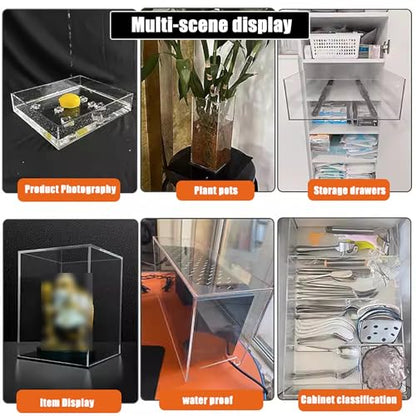 Storage Box Tray Drawer Box, 0.2In Thickness Acrylic Display Box, Creative Transparent Shallow Water Tank Photography Tray, Multifunctional Storage Display Cabinet(7.9x11.8x1.2in)