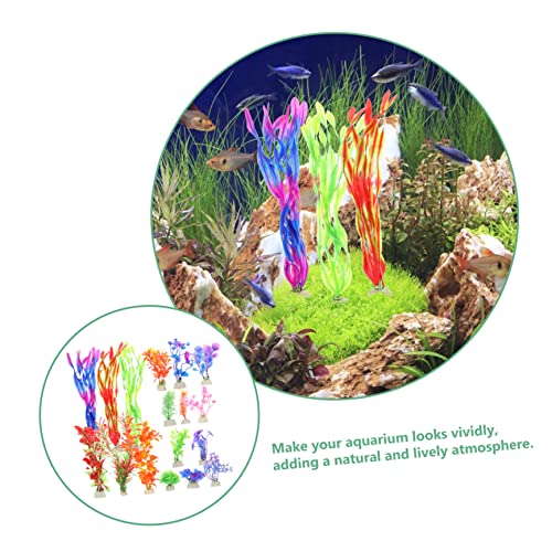 LIOOBO 17pcs Fake Aquarium Plant Water Grass Adornment Realistic Desktop Decoration for Home Fish Tank Accessory