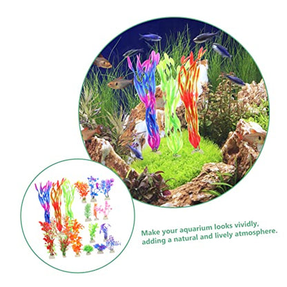LIOOBO 17pcs Fake Aquarium Plant Water Grass Adornment Realistic Desktop Decoration for Home Fish Tank Accessory
