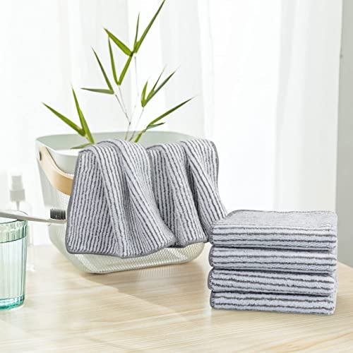 Microfiber Face Towels Soft Washcloths 12Inch x 12Inch 12 Pack Stripe - color: Stripe 12pack