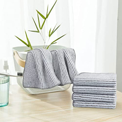 Microfiber Face Towels Soft Washcloths 12Inch x 12Inch 12 Pack Stripe - color: Stripe 12pack
