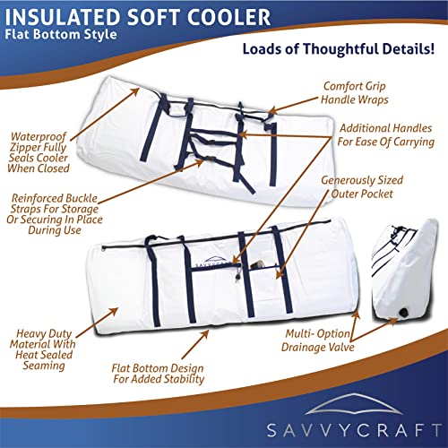 Savvycraft Waterproof Leakproof Insulated Fish Kill Bag, Heavy Duty Soft Fish Storage Bag with Easy Grip Handles, White 72" L x 14" W x 25" H - style: Flat Bottom: 72"l X 14"w X 25"h
