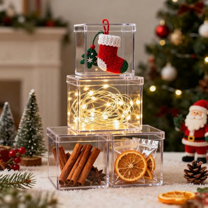 Clear Acrylic Candy Box with Lid Acrylic Decorative Boxes Acrylic Square Cube for Vanity Jewelry Accessories - size: 2.6 x 2.6 x 2.6 Inch