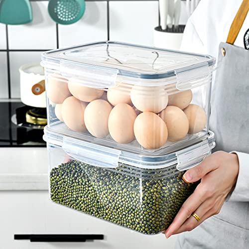 3 Pcs Drain Storage Basket Box with Removable Colander, 850ml/1750ml/3300ml Transparent Leakproof Food Storage Containers for Fruit,Vegetable, Salad, Meat, Fish