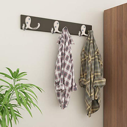 IBosins 10 Pack Silvery Double Prong Coat Hooks Wall Mounted with 20 Screws - color: 10 Pcs Silvery