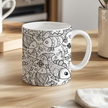 SUPERDANT 4PCS Funky Fish Underglaze Paper Transfer Floral Fish Transfer Paper for Clay Ceramic Porcelain Under Glaze Transfers for Pottery Enamel Decals Black Underglaze Papers Handcrafted Gifts - style: Funky Fish