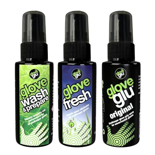 Gloveglu Glove Care Essentials System Bundles - size: 1.7 floz (Pack of 3), style: Wash + Refresh + Revive