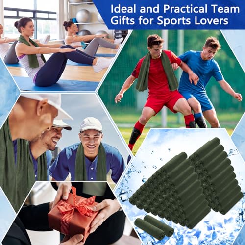 Hosuly 100 Pack Cooling Towels, 40"x12" - color: Olive Green