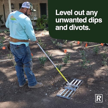 Rocklin™ Lawn Leveling Rake 30 Inch, Stainless Steel Lawn Leveler for Homeowners, Residential Leveling Rake for Soil, 78” Handle Yard Tools, for Dad, Husband & Men