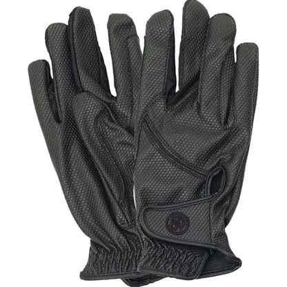 Ovation Unisex Tek-Flex Riding Gloves | Durable All-Season Leather Gloves with Touch Screen and Hook & Loop Wrist Closure - color: Black/Black, size: Medium